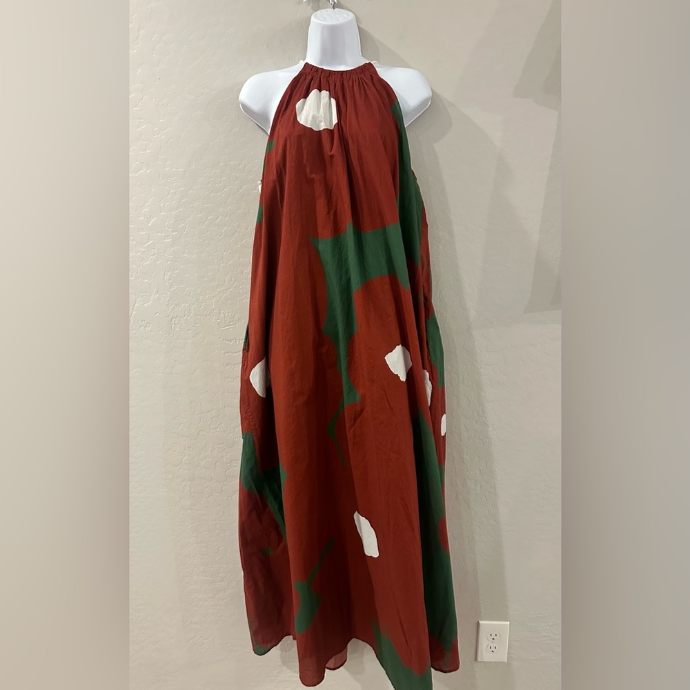 Halter Maxi Dress in Red and Green (Stanford Or WashU Colors)